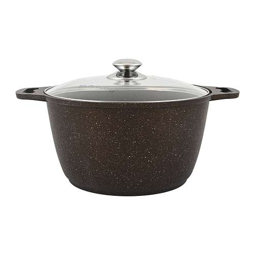 Кастрюля 6л со стекл. кр Кофейный мрамор Кукмара