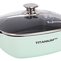 Кастрюля-жаровня 4л 26см квадр со стекл. кр Titanium pro Kukmara