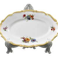 Блюдо овальное 21см 1шт Мейсенский букет Queen's Crown