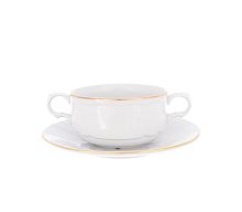 Набор бульонниц 320мл 6шт с ручками Белый узор