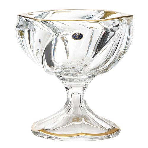 Конфетница 21см на ножке Macao Матовое золото Crystalite Bohemia