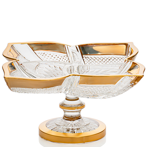 Кабаретница 35см н/н хрусталь с золотом Фелиция Crystal HeArt