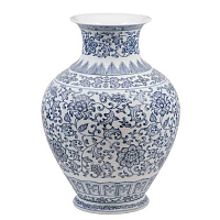 Ваза матовая круглая с зауженым верхом 30 см Blue & White