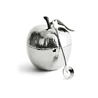 Сахарница 11см с ложкой серебро Apple Michael Aram