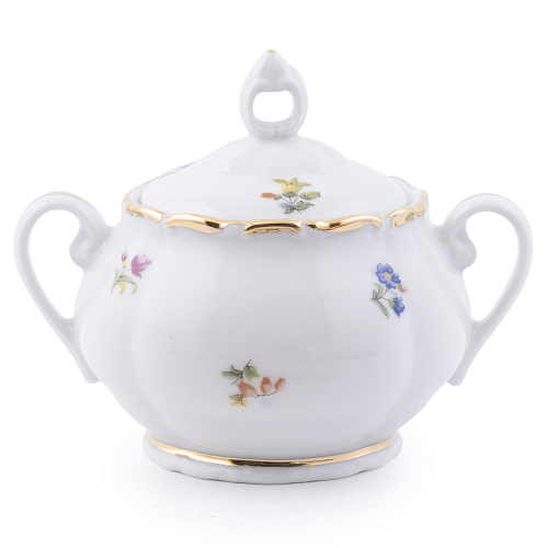 Сахарница 250мл 1шт Мелкие цветы Широкая кайма