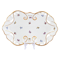 Блюдо овальное 35см ажурное Мейсенский цветок Queen's Crown