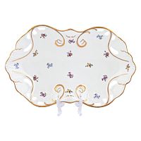 Блюдо овальное 35см ажурное Мейсенский цветок Queen's Crown