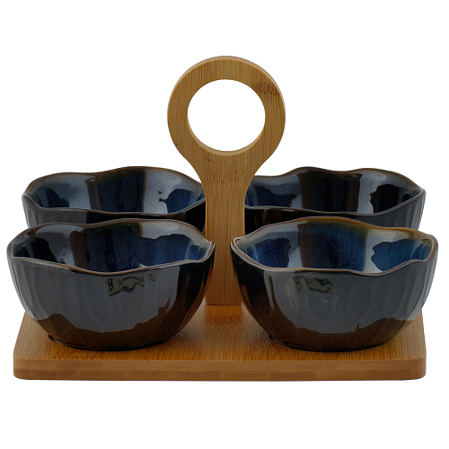 Набор соусников 10см 4шт на подставке Royal Classics Синяя волна Набор соусников 10см 4шт на подставке Royal Classics Синяя волна