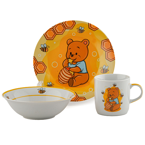 Набор детской посуды 3пр Медвежонок и мед Набор детской посуды 3пр Медвежонок и мед