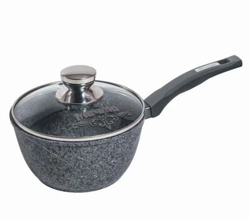 Ковш 1,7л с ручкой и стекл крышкой Premium grey Мечта