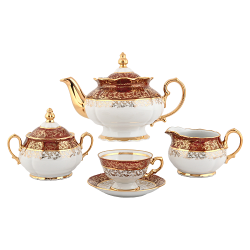 Сервиз чайный 6пер 15пр Красный лист Queen's Crown Сервиз чайный 6пер 15пр Красный лист Queen's Crown