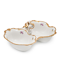 Кабаретница 26см 2 секции (икорница) Мейсенский цветок слоновая кость Аристократ Queen's Crown