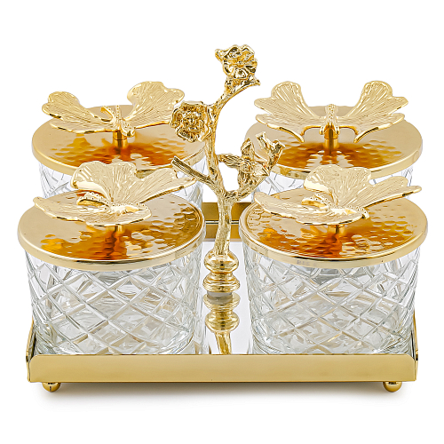 Набор варенниц 4шт с крышками на подставке 