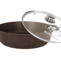 Сотейник 32/8,5см со стекл. крышкой Кофейный мрамор