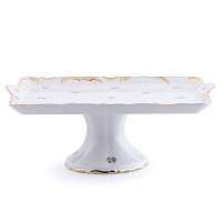 Поднос 31см 1см квадратный на ножке Мелкие цветы Широкая кайма