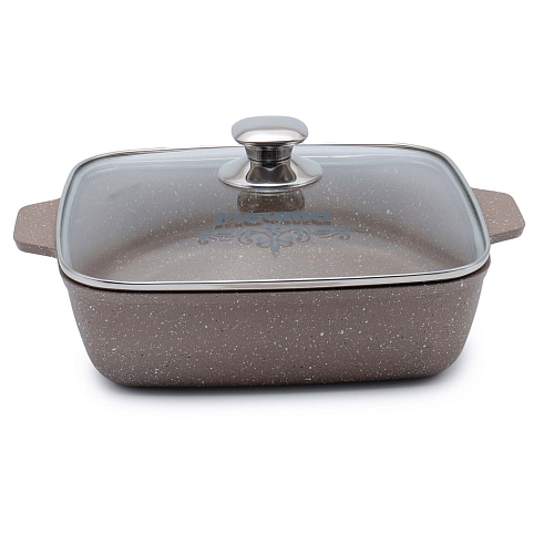 Жаровня 26*26см с крышкой Гранит Brown Мечта