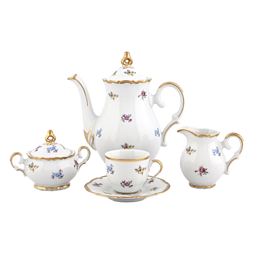 Сервиз кофейный Мокко 6пер 15пр Мейсенский цветок Queen's Crown Сервиз кофейный Мокко 6пер 15пр Мейсенский цветок Queen's Crown