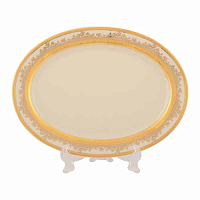 Блюдо овальное 36см Constanza Cremе Gold 9320 Falkenporzellan 