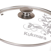 Крышка стеклянная 24см с ободком и ручкой из нерж. стали Кукмара