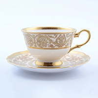 Набор чайных пар 220мл 6шт Prouna Golden Romance Cream Gold
