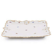 Поднос 32*32см квадратный Мейсенский цветок Слоновая кость Аристократ 