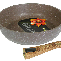 Сковорода 24см со с/ручкой и стек крышкой Гранит Brown Мечта