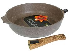 Сковорода 24см со с/ручкой и стек крышкой Гранит Brown Мечта