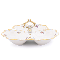 Кабаретница 24см 3 секции Мейсенский цветок слоновая кость Аристократ Queen's Crown