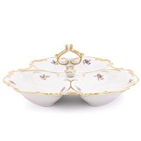 Кабаретница 24см 3 секции Мейсенский цветок слоновая кость Аристократ Queen's Crown