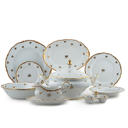 Сервиз столовый 6пер 26пр с супником с тарелками 24см без масленки Золотая Роза Queen's Crown