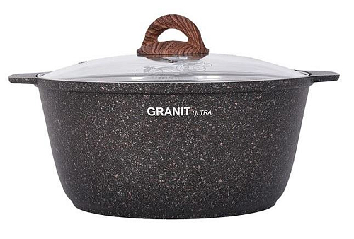 Жаровня 5л со стеклянной крышкой Granit Ultra Кукмара