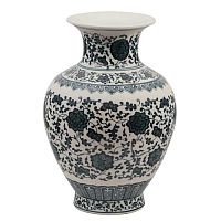 Ваза матовая круглая с зауженным верхом  30 см Blue & White