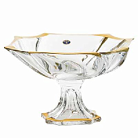 Фруктовница 33см на ножке Neptune Матовое золото Pallme Konig As Crystal