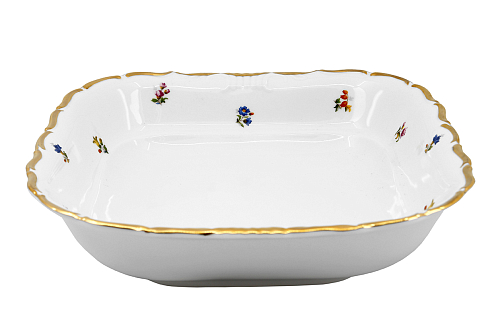 Салатник 24см квадратный 1шт Мелкие цветы Широкая кайма