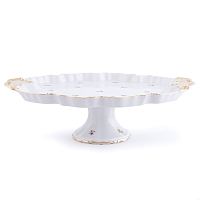 Поднос 39см 1см квадратный на ножке Мелкие цветы Широкая кайма