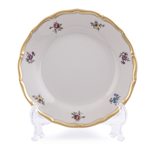 Набор тарелок 17см 6шт Мейсенский цветок слоновая кость Аристократ Queen's Crown