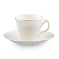 Набор чайных пар 160мл 6шт ведерко Белый узор слоновая кость Bernadotte