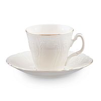 Набор чайных пар 160мл 6шт ведерко Белый узор слоновая кость Bernadotte