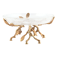 Тортница 19*19*10см малая Золото Белый обгез Taj Glass