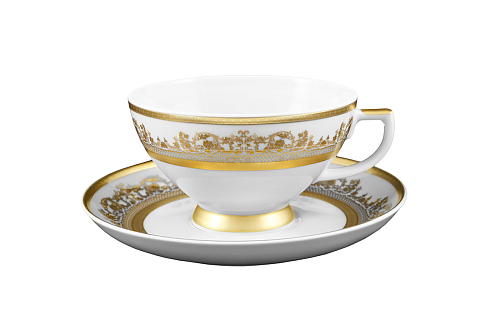 Набор чайных пар 6шт Constanza Creme Gold 9359 Falkenporzellan