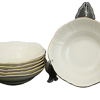 Набор салатников 16см 6шт Белый узор слоновая кость Bernadotte