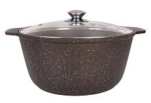 Кастрюля-жаровня 5л со стекл. крышкой Кофейный мрамор