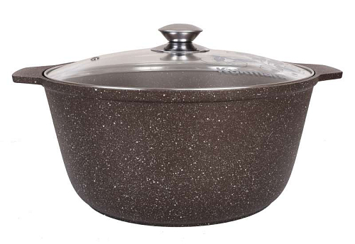 Жаровня 5л со стеклянной крышкой Кофейный Мрамор Кукмара