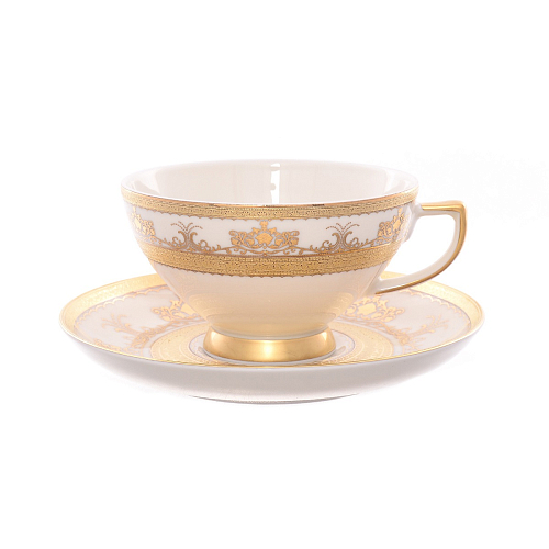 Набор чайных пар 220мл 6шт Constanza Cream Saphir Gold Набор чайных пар 220мл 6шт Constanza Cream Saphir Gold