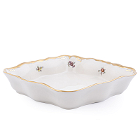 Салатник 21см квадратный Мейсенский цветок слоновая кость Аристократ Queen's Crown