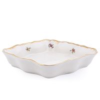 Салатник 21см квадратный Мейсенский цветок слоновая кость Аристократ Queen's Crown