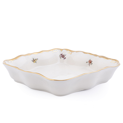 Салатник 21см квадратный Мейсенский цветок слоновая кость Аристократ Queen's Crown Салатник 21см квадратный Мейсенский цветок слоновая кость Аристократ Queen's Crown
