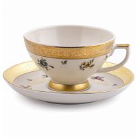 Набор чайных пар 6шт Flowers Gold Constanza Creme Falkenporzellan