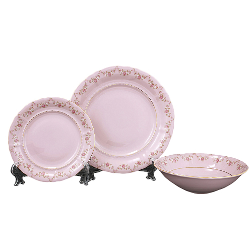 Набор тарелок 18пр Соната розовая
