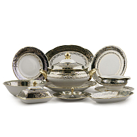 Сервиз столовый 6пер 26пр с супником с тарелками с масленкой Зеленый лист